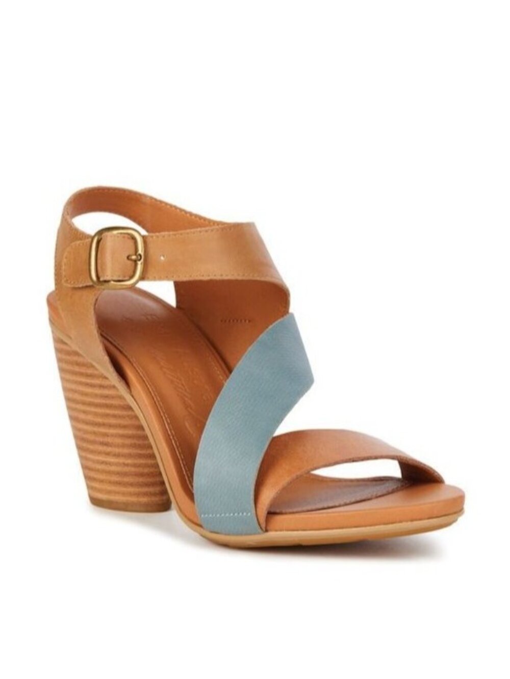 Emu Australia Size 8.5 Tan Teal Dawn Block Heel Strappy Wrapped Leather Sandals